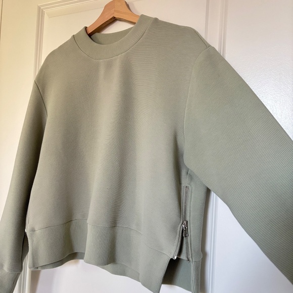 VARLEY Manning Med Lg Sweatshirt Side Zippers Crew Neck Ribbed Green Small - Picture 3 of 13